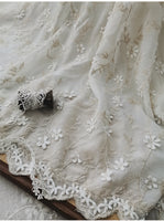 135cm Width Three-dimensional Floral Pattern and Silver lining Embroidery Chiffon Lace Fabric by the Yard