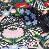 120cm Width x 95cm Length Luxury Colorful Flower Embroidery Water Soluble Chemical Lace Fabric