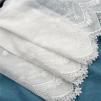 2 Yards x 28cm Width Vintage Floral Embroidered Cotton Thread Lace Trim