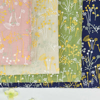 120cm Width x 95cm Length Premium Botanical Floral Embroidery Ramie Cotton Fabric