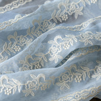 130cm Width Chiffon Floral Embroidery Fabric by the Yard
