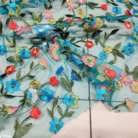 130cm Width x 95cm Length Colorful Floral Embroidery Lace Fabric