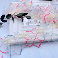 4 Yards  x 6.5cm Macaron Color Flower Petal Embroidered Tulle Lace Ribbon