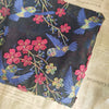 130cm Width x 95cm Length Premium Sakura Flowers and Birds Embroidery Black Lace Fabric