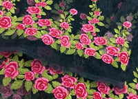 130cm Width x 90cm Length Rose Floral Embroidery Organza Lace Tulle Lace Fabric