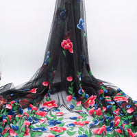 150cm Width x 95cm Length Premium Spring and Summer Colorful Floral Embroidery Lace Fabric
