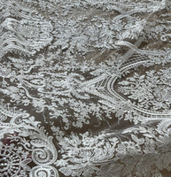 51 inches Width x 95cm Length Luxury Vintage European Style Sequined Floral Embroidery Lace Fabric