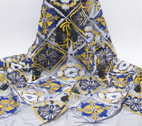 幅150cm x 長さ95cm プレミアムマルチカラー幾何学花柄刺繍レース生地