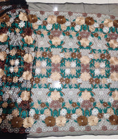 幅130cm×長さ95cm プレミアムランウェイ カラフル花柄刺繍レース生地
