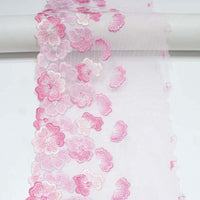 3 Yards x 18.5cm Width Beautiful Simple 3D Floral Embroidery Tulle Lace Trim