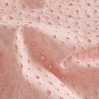 140cm Width x 95cm Length Premium Eyelet Poppy Flower Embroidery Pink  Cotton Fabric