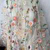 130cm Width x 95cm Length Colorful Botanical Flower Pattern Embroidered Lace Fabric