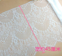 幅45cm x 長さ300cm プレミアムまつげ花刺繍レース生地トリム