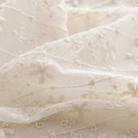 125cm Width x 95cm Length Premium Strips and Floral Embroidery Lace  Fabric