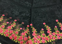 130cm Width x 90cm Length Rose Floral Embroidery Organza Lace Tulle Lace Fabric