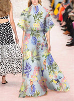 135cm Width Romantic flowers and birds print fabric by the Yard