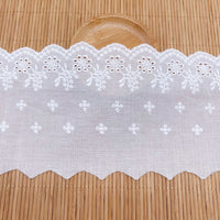 14 ヤード x 10 cm 幅アイレット花刺繍コットン レース トリム レース テープ