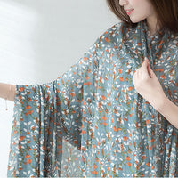 幅145cm x 長さ95cm ロマンチックな枝花柄シフォンプリント生地