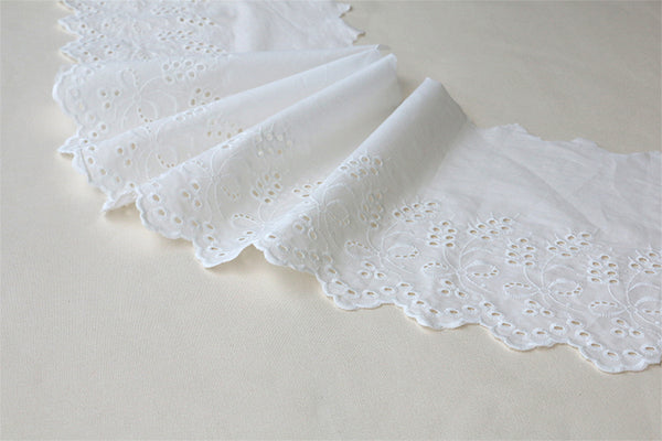 14 Yards x 10cm Width Eyelet Floral Embroidery Cotton Lace Trim Lace T –  iriz Lace