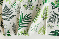 150cm Width x 95cm Length Tropical Green Plant Print Linen Cotton Fabric