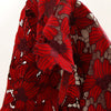 125cm Width x 95cm Length Premium Red Hollow out Chemical  Floral Lace Embroidery Fabric