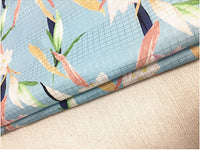 138cm Width x 95cm Length Premium Light Blue  Floral Silk Fabric