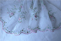 幅130cm×長さ95cm つるの枝 花刺繍 オーガンジー レース生地