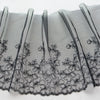 23cm Width x 270cm Length Abstract Cherry Blossom Floral Embroidery Lace Fabric Trim (Black)