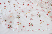 130cm Width Strawberry and Flower and Birthday Cake and Bowtie Embroidery Lace Fabric by the Yard