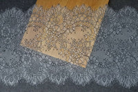 幅35cm x 長さ290cm プレミアムコントラストまつげ花柄刺繍レース生地