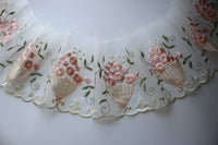 20cm Width x 200cm Length Vintage Floral Basket Embroidery Lace Fabric Trim