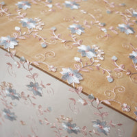 130cm Width x 95cm Length Premium Soft Tulle Pink Blue Floral Embroidery Lace Fabric
