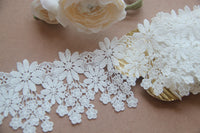 4 Yards x 10cm Width Royal Tassel Lace Ribbon Cluster Flowers Water Soluble Embroidery Chemical Lace Ribbon