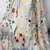 130cm Width x 95cm Length Colorful Botanical Flower Pattern Embroidered Lace Fabric