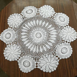 手作りかぎ針編み綿織りランプ シェード カバー テーブル クロス プレース マット ホワイト