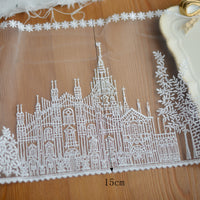 15cm Width Castle Embroidry Polyester Lace Fabric Trim by The Yard