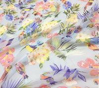 135cm Width Romantic flowers and birds print fabric by the Yard