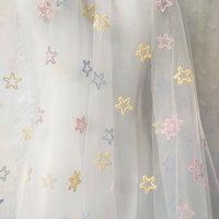 145cm Width x 95cm Length Stars Embroidery  Lace Fabric