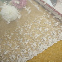 36cm Width x 180cm Length Vivid Flower Pattern Embroidery  Lace Fabric