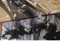 130cm Width x 95cm Length Premium 3D Floral Embroidery Black Lace Fabric