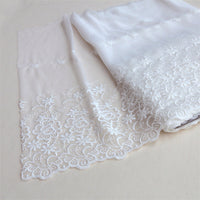 42cm Width x 200cm Length Thriving Botanical Flowers Eyelet Tulle Embroidery Lace Fabric Trim