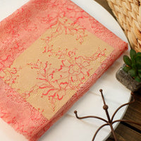 150cm Width x 95cm Length Premium Orange Red Floral Embroidery Lace Fabric