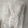 140cm Width x 95cm Length Daisy Flower Embroidery Tulle Lace Fabric