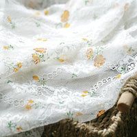 150cm Width Embroidery Tulle Lace Fabric with Flower Print by the Yard