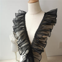 10cm Width x 4 Yards Length Organza Ruffled Pleated Lace Fabric Trim