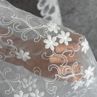 130cm Width x 95cm Length Organdy Floral and Vine Embroidery Lace Fabric
