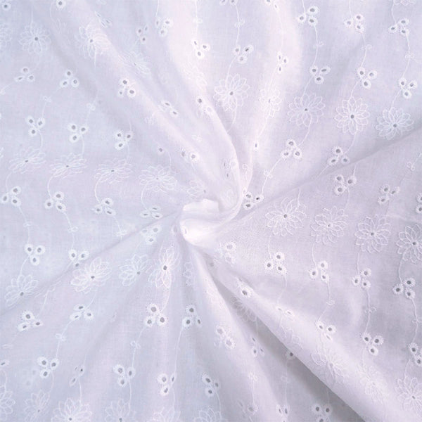 135cm Width Floral Pattern Embroidery Eyelet Cotton Fabric by the Yard