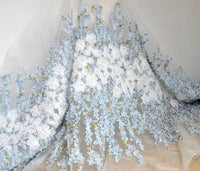 150cm Width x 95cm Length Premium 3D Vine Floral Embroidery Organza Lace Fabric Fabric