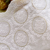 2 Yards of 11 inches Width Vintage Floral Embroidery Eyelet Cotton lace Fabric