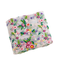 130cm Width x 95cm Length Premium Pastoral Colorful Flower Embroidery Lace Fabric